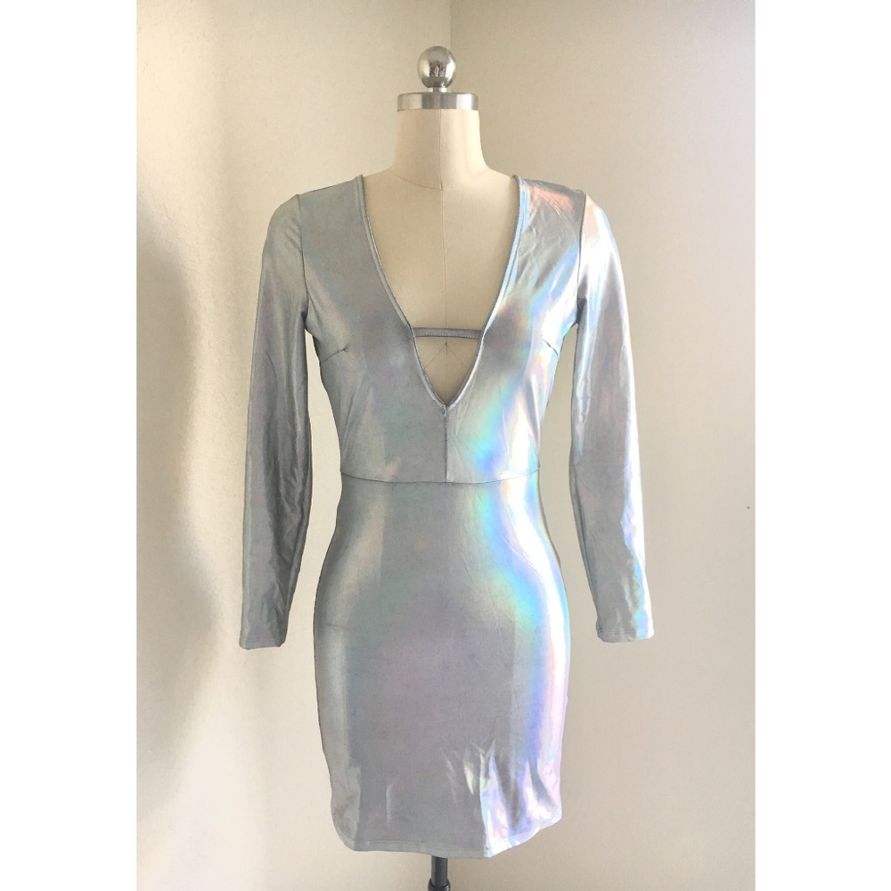 Backless Alien Costume Holographic Dress